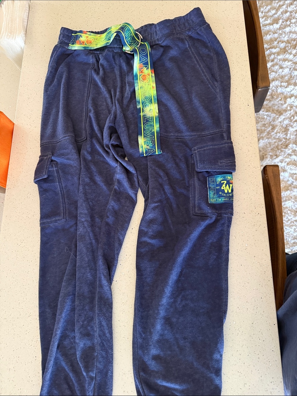 Zumba Fitness Navy Track Joggers with Neon Branded Belt